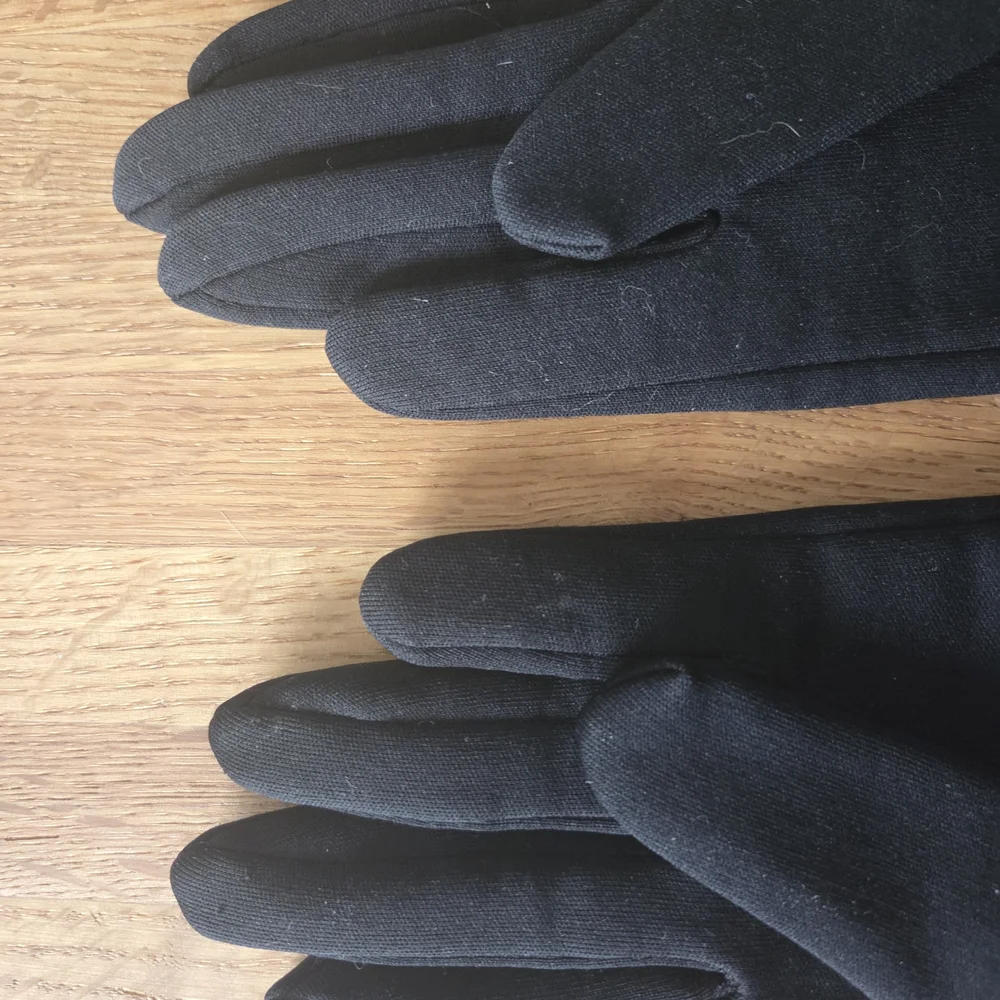 Women's Rabbit Fur Cuff Knit Gloves Black Small - Picture 3 of 4